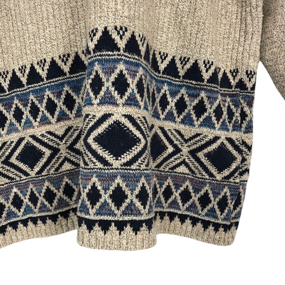 Lucky Brand Southwestern Aztec Knit Open Front Chunky Cardigan Sweater Size XL - Picture 9 of 12